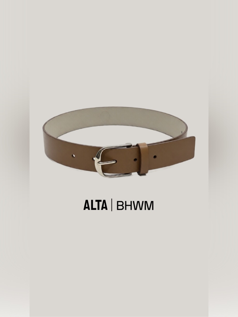 White House Black Market Tan Leather Belt with Silver Buckle